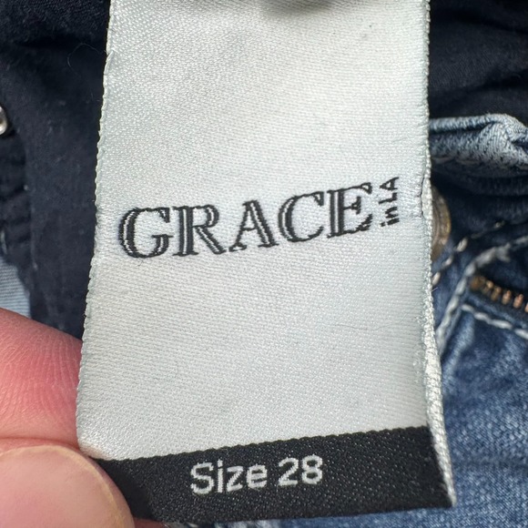 Grace in LA Easy Fit Jeans Womens 28 Bootcut Embellished Cowgirl - Picture 4 of 15